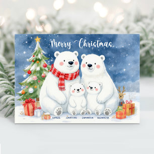 Carte de Noël avec le nom de la famille d'ours pol