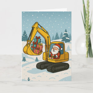 Carte de Noël avec le Père Noël dans une pelleteus