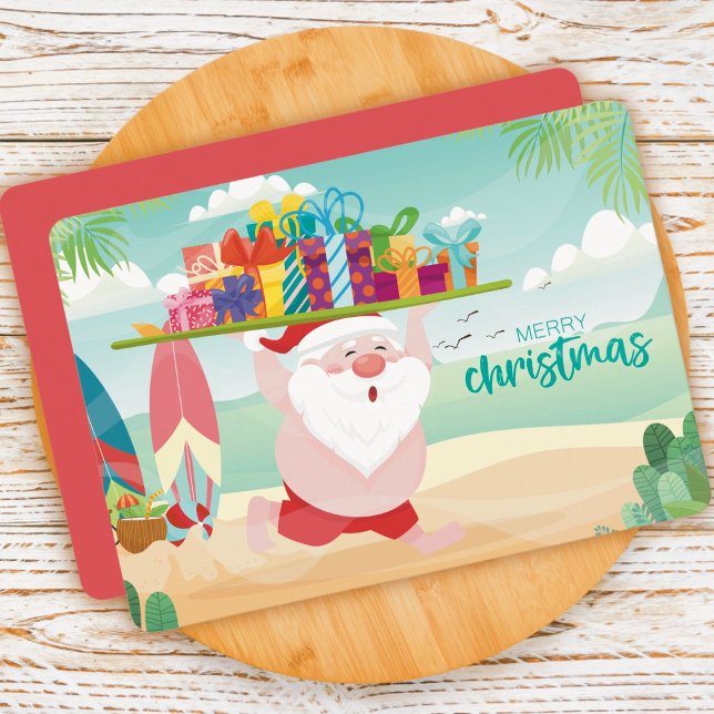 Carte de Noël avec le Père Noël sur la Plage (Créateur téléchargé)