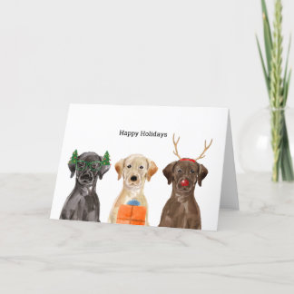 Carte de Noël avec les Labradors de Noël