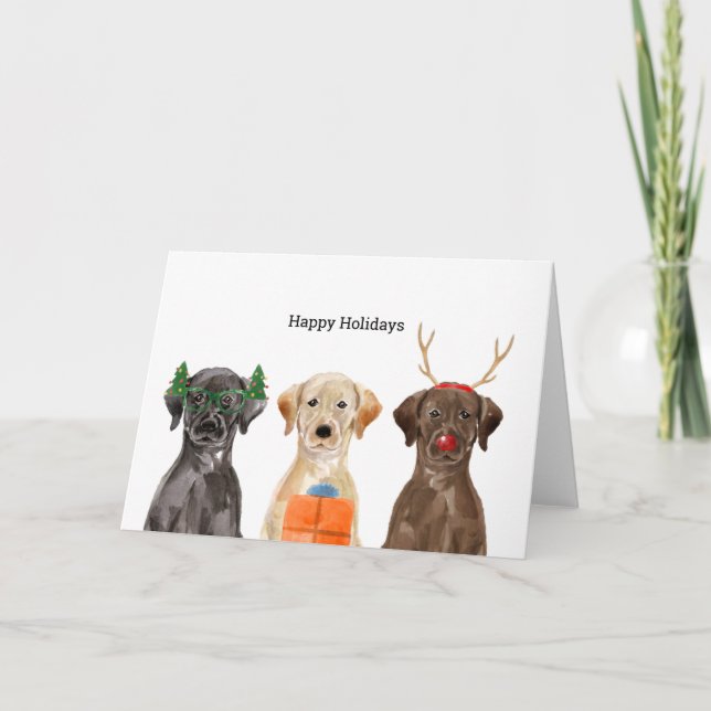 Carte de Noël avec les Labradors de Noël (Devant)