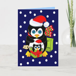 Carte de Noël avec les pingouins et le à petits