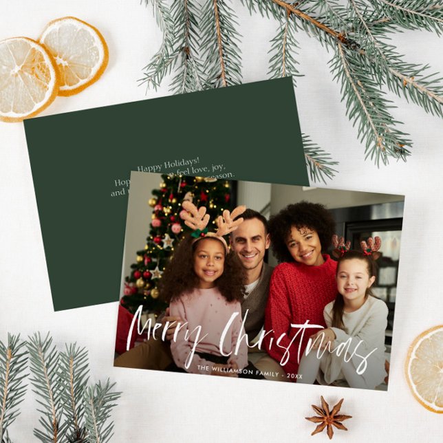 Carte de Noël avec lettrage blanc stylisé à la mai (Créateur téléchargé)