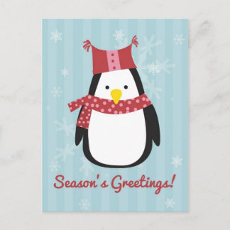 Carte de Noël avec manchot mignon