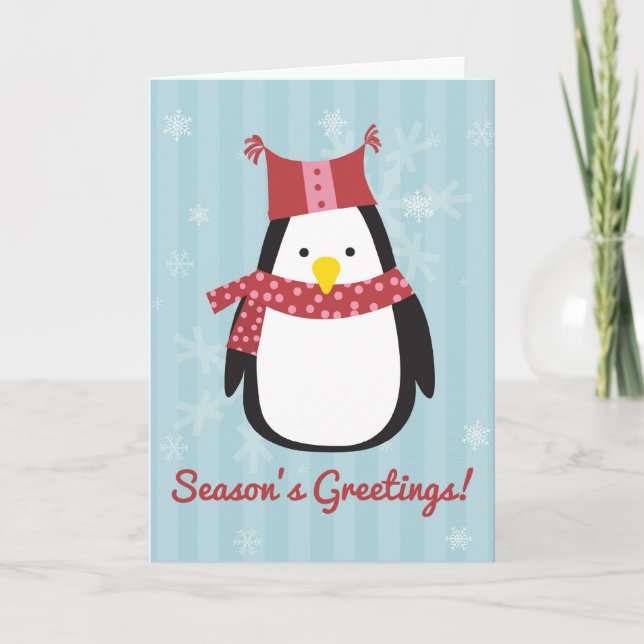Carte de Noël avec manchot mignon (Devant)