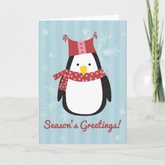Carte de Noël avec manchot mignon