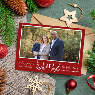 Carte de Noël avec monogramme de famille pour phot