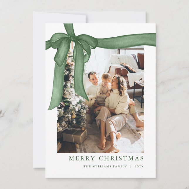 Carte de Noël avec nœud vert (Devant)
