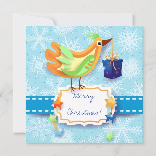 Carte de Noël avec oiseau (Devant)