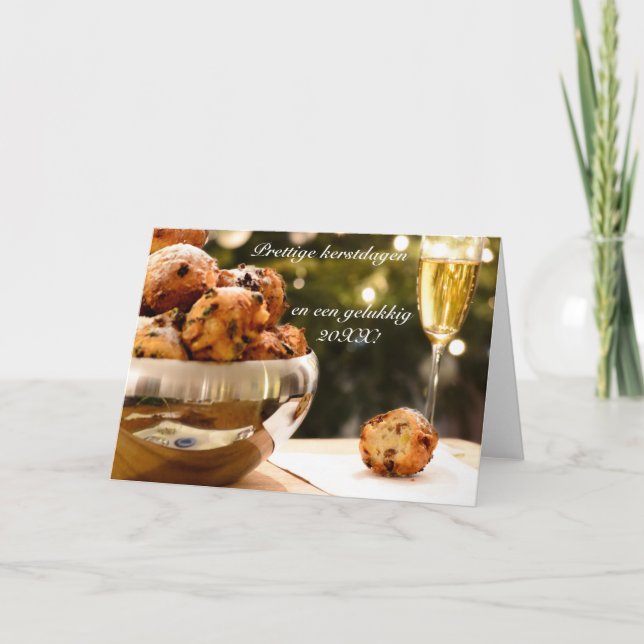 Carte de Noël avec oliebollen et texte (Devant)