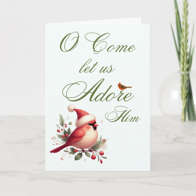 Carte de Noël avec paroles d'hymne cardinal (Devant)
