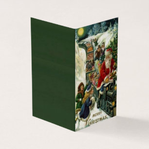 Carte de Noël avec Père Noël sur un train de jouet