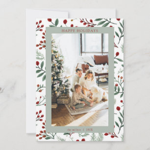 Carte de Noël avec photo de baie de houx