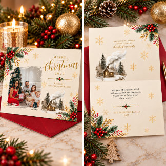 Carte de Noël avec photo de famille en écriture do