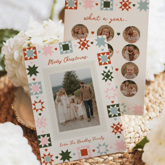 Carte de Noël avec photo de famille en patchwork