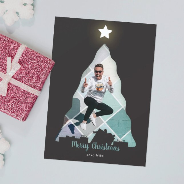 Carte de Noël avec photo de l'arbre de Noël (Créateur téléchargé)