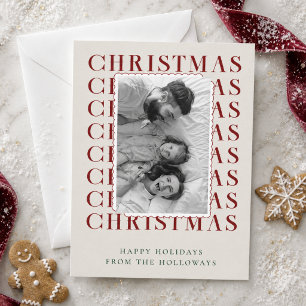 Carte de Noël avec photo de Noël en typographie mo