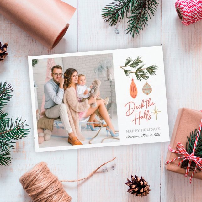 Carte de Noël avec photo "Deck the Halls" (Créateur téléchargé)