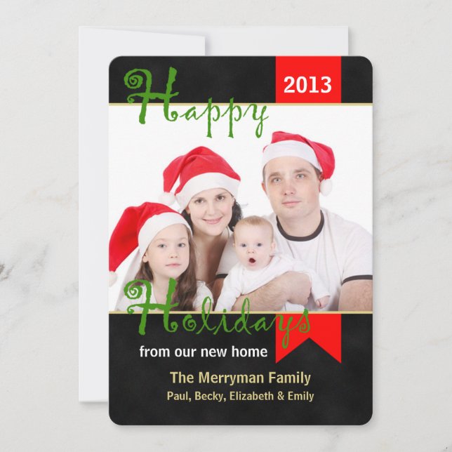 Carte de Noël avec photo et changement d'adresse (Devant)