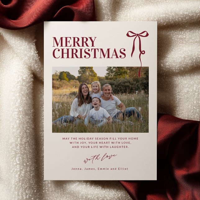 Carte de Noël avec photo et nœud bourguignon (Créateur téléchargé)