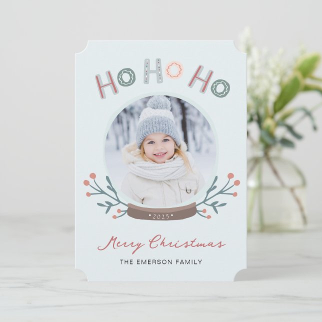 Carte de Noël avec photo Ho Ho Ho (Debout devant)