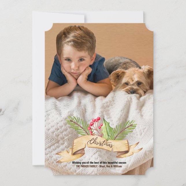 Carte de Noël avec Ruban de Noël (Devant)