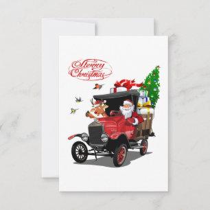 Carte de Noël avec Santa en dessin animé et cerf