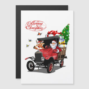 Carte de Noël avec Santa en dessin animé et cerf