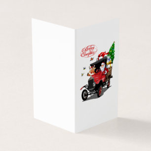 Carte de Noël avec Santa en dessin animé et cerf