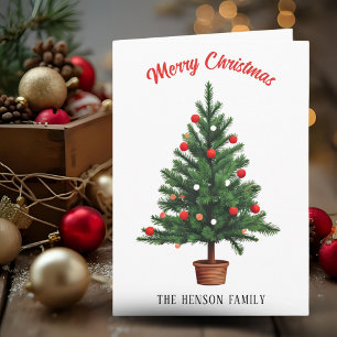 Carte de Noël avec sapin décoré