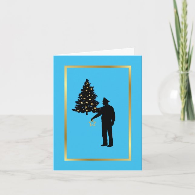 Carte de Noël avec silhouette d'agent de police et (Devant)