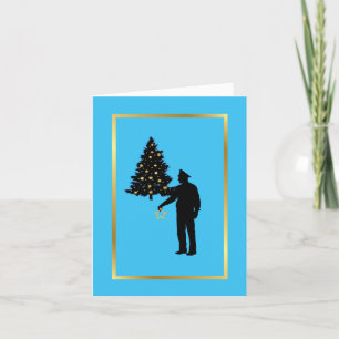 Carte de Noël avec silhouette d'agent de police et