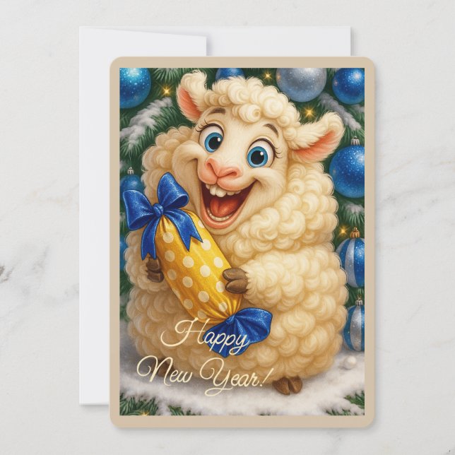 Carte de Noël avec un agneau (Devant)