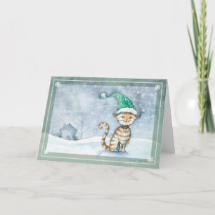 Carte de Noël avec un chat tigré par Molly Harriso