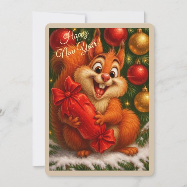 Carte de Noël avec un écureuil (Devant)