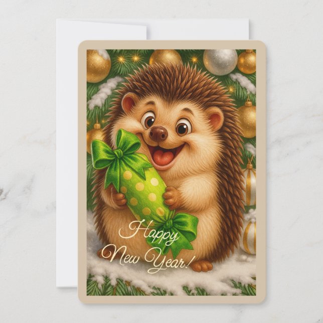 Carte de Noël avec un hérisson (Devant)