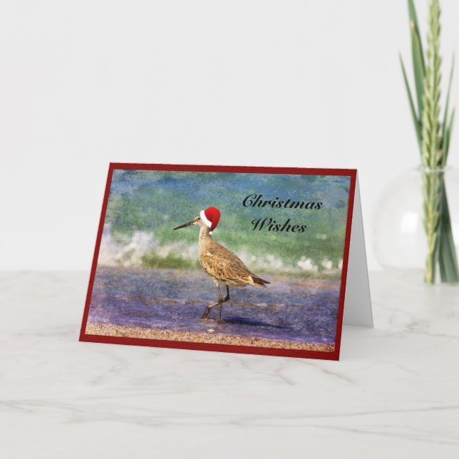 Carte de Noël avec un joli oiseau de Noël à la pla (Devant)