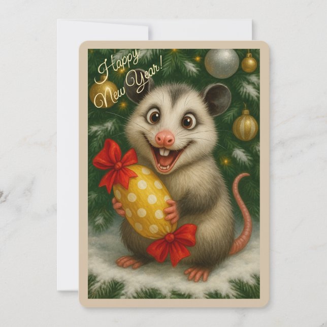 Carte de Noël avec un opossum (Devant)