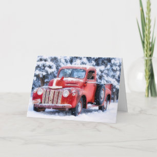 Carte de Noël avec un vieux camion classique dans