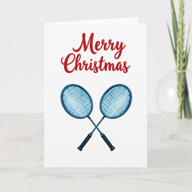 Carte de Noël Badminton Joyeux Noël (Devant)