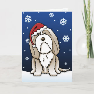 Carte de Noël barbue Brown de colley de Kawaii