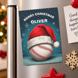 Carte de Noël Baseball Balle Rouge Chapeau de Père