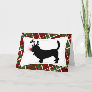 Carte de Noël Basset Hound Reindeer