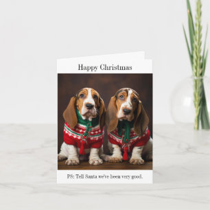 Carte de Noël Bassett Hound Puppies