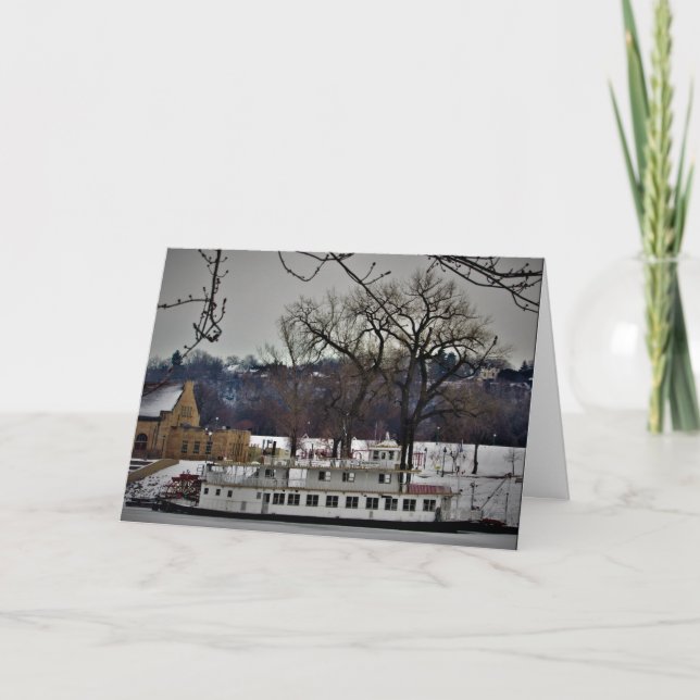 Carte de Noël "Bateau à vapeur du port de St. Paul (Devant)