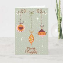 Carte de Noël - Baubles rustiques style boho migno