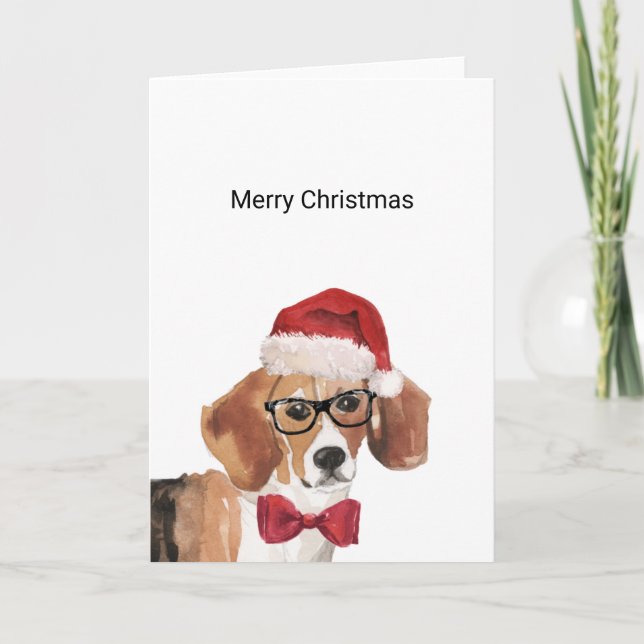 Carte de Noël beagle (Devant)