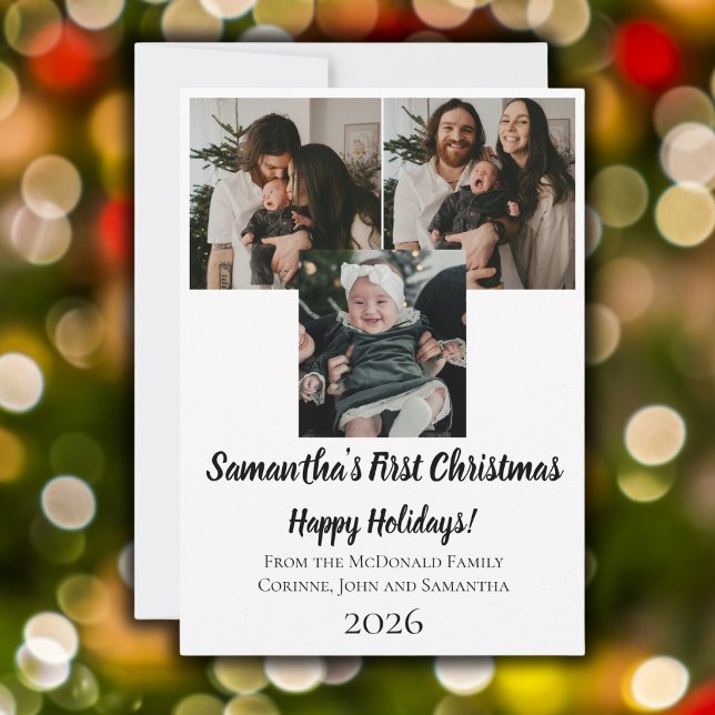Carte de Noël bébé premier Noël 3 photo nom (Créateur téléchargé)