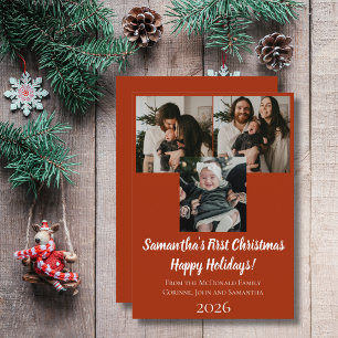 Carte de Noël bébé premier Noël 3 photo nom