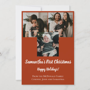 Carte de Noël bébé premier Noël 3 photo nom